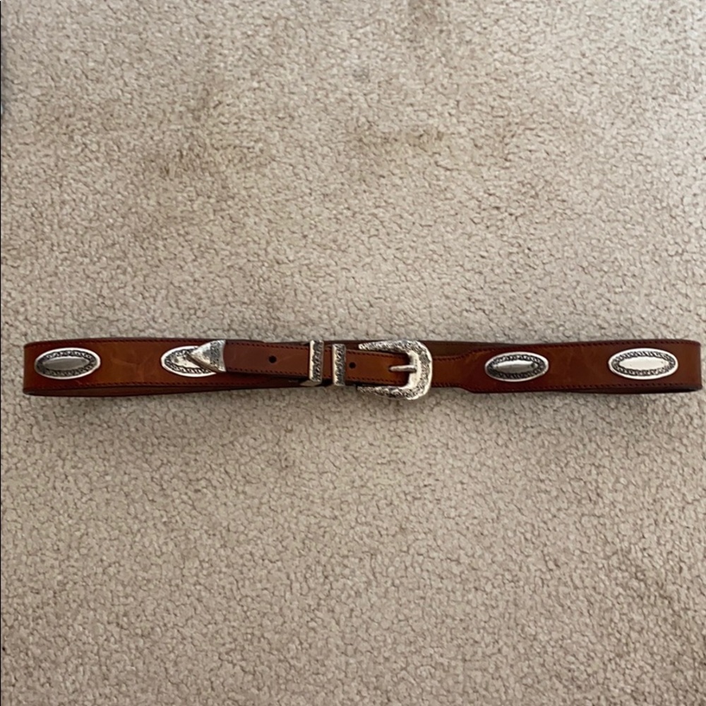 Silver plate detail brown vintage belt